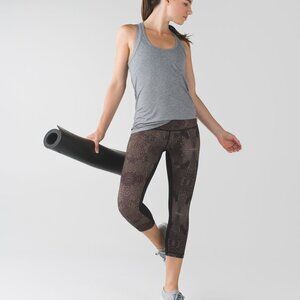 Lululemon Wunder Under‎ Crop II Black/Golden Goddess Cashew Size 8